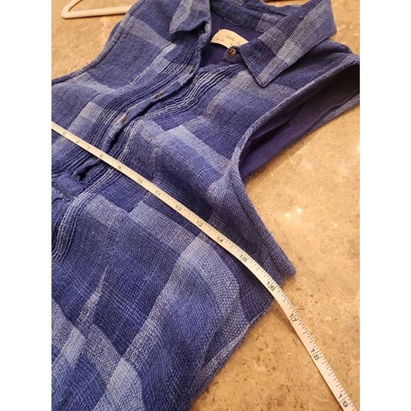 Anthropologie blue checkered linen Isabella Sinclair dress size xs - Picture 7 of 11